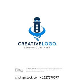 Company logo of lighthouse, icon vector logo template.
