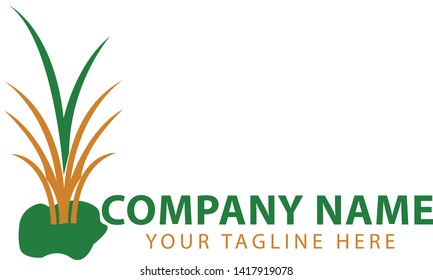 a company logo with orange and green grass concept