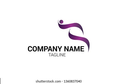 Company Logo Purple Color With Running Person Shape For Company Profile, Logo Looks Fast, Clean, Simple - vector
