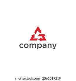 A company logo with a red triangular recycling symbol