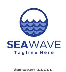 company logo sea wave in circle template vector design