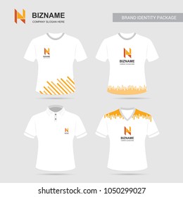 Company logo shirts design vector with n logo