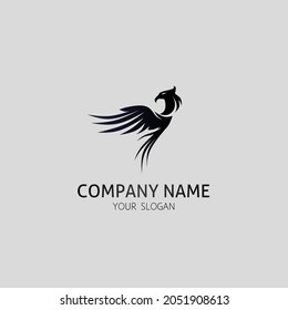Logo de la compañía con diseño de pájaro sencillo