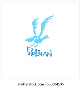 Company logo. Stylized pelican silhouette. Vector graphics.