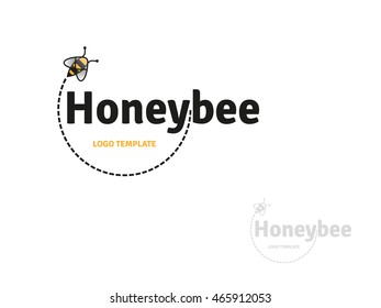 Company Logo template with honey bee on circular dotted line