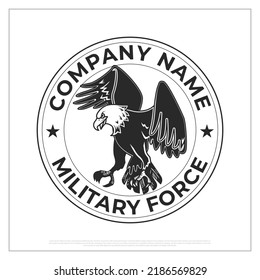 Company logo template, Logo illustration vector, military, badge, emblem, falcon, bird, icon, typography, creative, eagle, star, round, circular, logo, template, vector, design, business, concept