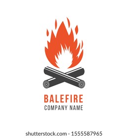 Company logo template, symbol and icon of fire and balefire, flame and campfire. Isolated flat campfire and balefire vector illustration.