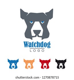 Company logo template with watchdog vector illustration. Protection and security symbol.