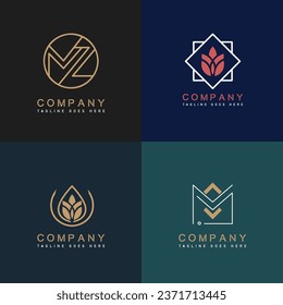 Company logo templates flat floral house symbols