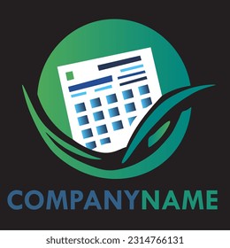 Logo de la empresa - arte vectorial con círculo, documentos y finanzas