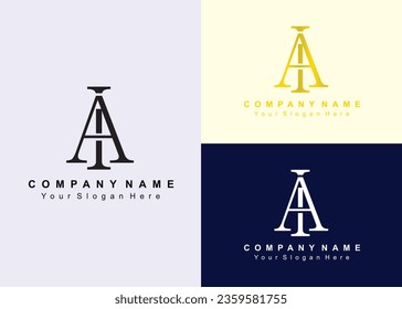 company logo vector initials AI, initial letters AI  IA luxury art vector mark logo, gold, white, and black color
