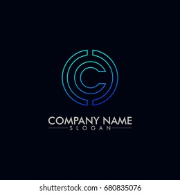 company logo vector of the letter C blue color