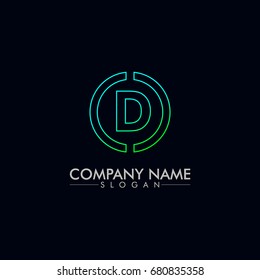 company logo vector of the letter D green and blue color