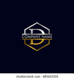 company logo vector of the letter D silver and gold color