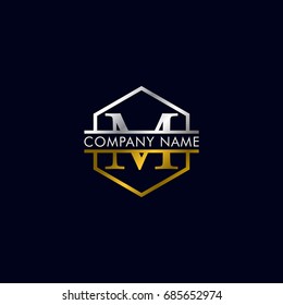 company logo vector of the letter M silver and gold color