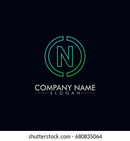 company logo vector of the letter N green and blue color