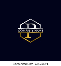 company logo vector of the letter P silver and gold color