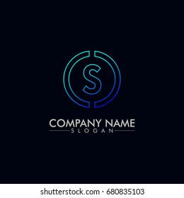company logo vector of the letter S blue color