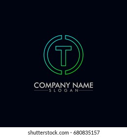 company logo vector of the letter T green and blue color