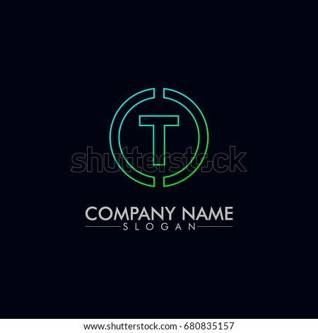company logo vector of the letter T green and blue color
