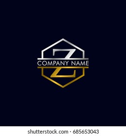 company logo vector of the letter Z silver and gold color