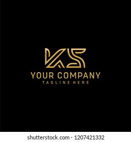 company logo vector template. Vector logo design with the KS initial letters in gold color