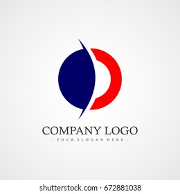 Company Logo Vector Template, red, white, blue circle with vertical wing