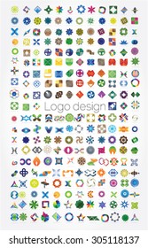 Company logos mega collection, business abstract set of 234 logo designs, vector illustration. Unusual icons - isolated on white background, abstract icon.