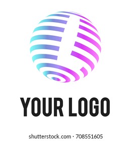 Company logos with spheres and patterns. Balls with color ornament and inscription. Business concept. Abstract vector illustration