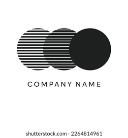 Plantilla de diseño del logotipo de la empresa. Tres círculos sobre fondo blanco. Composición geométrica, abstracta.