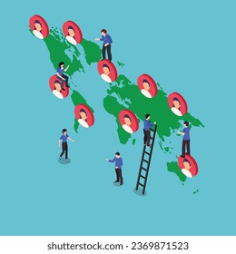 Company looking for new workers from around the world 3d vector concept for banner, website, illustration, landing page, flyer, etc