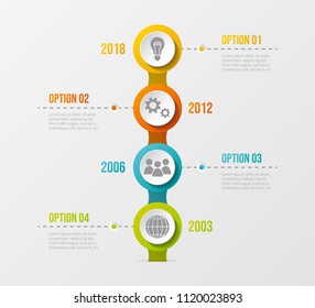 Company milestone with financial icons. Vector.