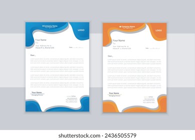 Company Modern Letterhead Template, Elegant letterhead template design in minimalist style, Business style letterhead design, 