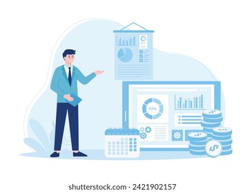 company monthly financial reports trending concept flat illustration
