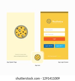 Company Moon  Splash Screen and Login Page design with Logo template. Mobile Online Business Template
