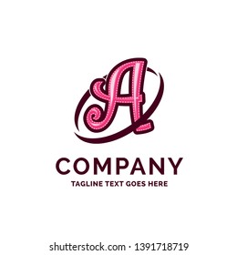 A Company Name Design Pink Beautity Logo Design. Logo Template. Brand Name template Place for Tagline. Creative Logo Design