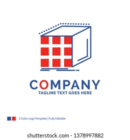 Company Name Logo Design For Abstract, aggregation, cube, dimensional, matrix. Blue and red Brand Name Design with place for Tagline. Abstract Creative Logo template for Small and Large Business.