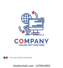 Company Name Logo Design For Access, control, monitoring, remote, security. Blue and red Brand Name Design with place for Tagline. Abstract Creative Logo template for Small and Large Business.