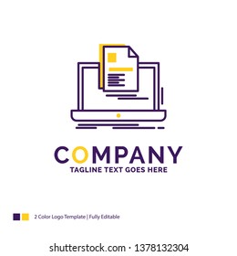 Company Name Logo Design For account, Laptop, Report, Print, Resume. Purple and yellow Brand Name Design with place for Tagline. Creative Logo template for Small and Large Business.
