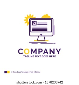 Company Name Logo Design For Account, profile, report, edit, Update. Purple and yellow Brand Name Design with place for Tagline. Creative Logo template for Small and Large Business.