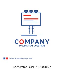 Company Name Logo Design For Ad, advertisement, advertising, billboard, promo. Blue and red Brand Name Design with place for Tagline. Abstract Creative Logo template for Small and Large Business.