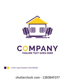 Company Name Logo Design For agriculture, urban, ecology, environment, farming. Purple and yellow Brand Name Design with place for Tagline. Creative Logo template for Small and Large Business.