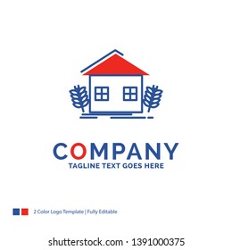 Company Name Logo Design For agriculture, urban, ecology, environment, farming. Blue and red Brand Name Design with place for Tagline. Abstract Creative Logo template for Small and Large Business.
