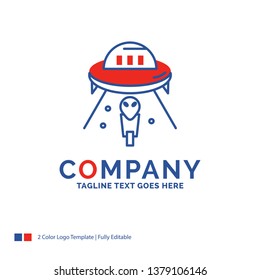 Company Name Logo Design For alien, space, ufo, spaceship, mars. Blue and red Brand Name Design with place for Tagline. Abstract Creative Logo template for Small and Large Business.