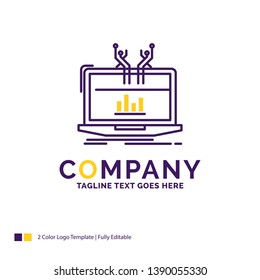 Company Name Logo Design For Analysis, analytical, management, online, platform. Purple and yellow Brand Name Design with place for Tagline. Creative Logo template for Small and Large Business.