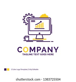 Company Name Logo Design For Analytics, chart, seo, web, Setting. Purple and yellow Brand Name Design with place for Tagline. Creative Logo template for Small and Large Business.