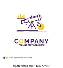 Company Name Logo Design For Analytics, finance, forecast, market, prediction. Purple and yellow Brand Name Design with place for Tagline. Creative Logo template for Small and Large Business.