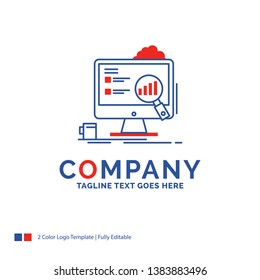 Company Name Logo Design For analytics, board, presentation, laptop, statistics. Blue and red Brand Name Design with place for Tagline. Abstract Creative Logo template for Small and Large Business.