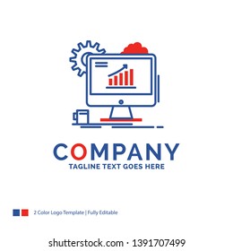 Company Name Logo Design For Analytics, chart, seo, web, Setting. Blue and red Brand Name Design with place for Tagline. Abstract Creative Logo template for Small and Large Business.