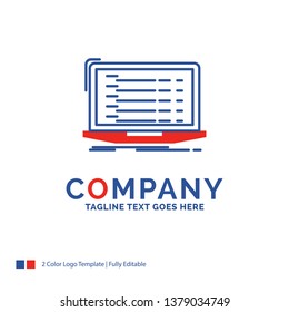 Company Name Logo Design For Api, app, coding, developer, laptop. Blue and red Brand Name Design with place for Tagline. Abstract Creative Logo template for Small and Large Business.
